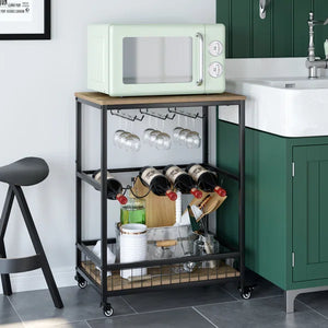 Lex Industrial Rectangular Wine Rack Bar Cart