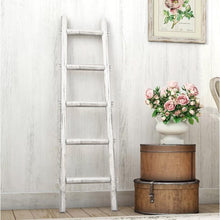 Load image into Gallery viewer, White Washed Decorative Five Step Blanket Ladder #9544
