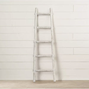 White Washed Decorative Five Step Blanket Ladder #9544
