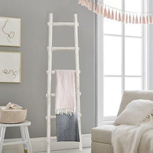 Load image into Gallery viewer, 71&quot; H x 18&quot; W x 2&quot; D White Lianes Solid Wood Blanket Ladder
