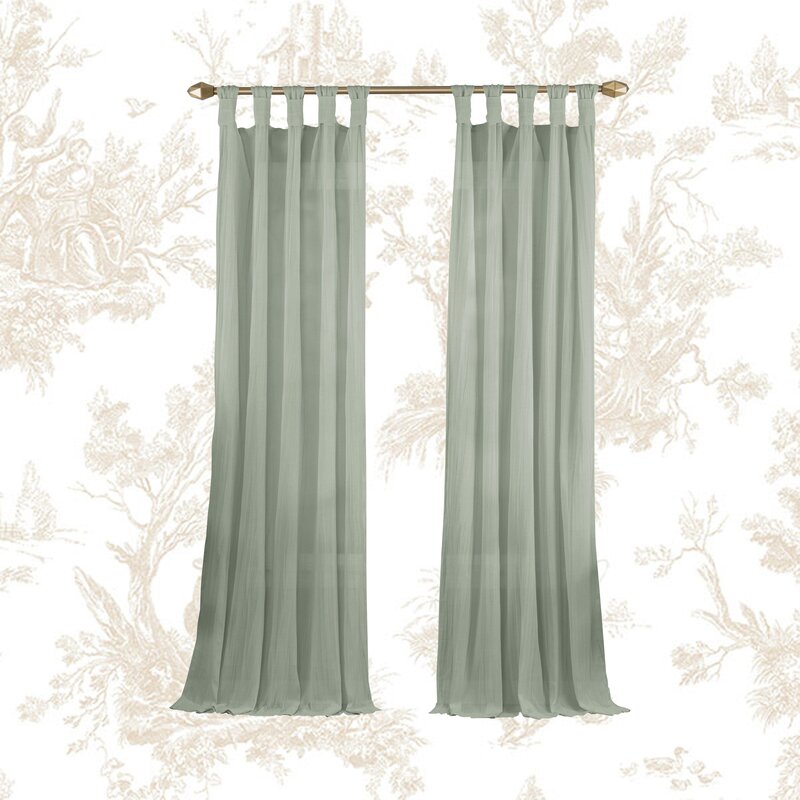 Liebert Solid Semi-Sheer Tab Top Single Curtain Panel EC1308
