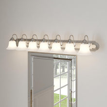 Load image into Gallery viewer, 7-Light Brushed Nickel Vanity Light with Frosted White Glass, #6378
