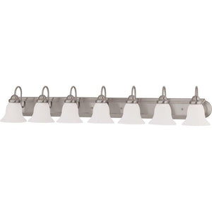 7-Light Brushed Nickel Vanity Light with Frosted White Glass, #6378
