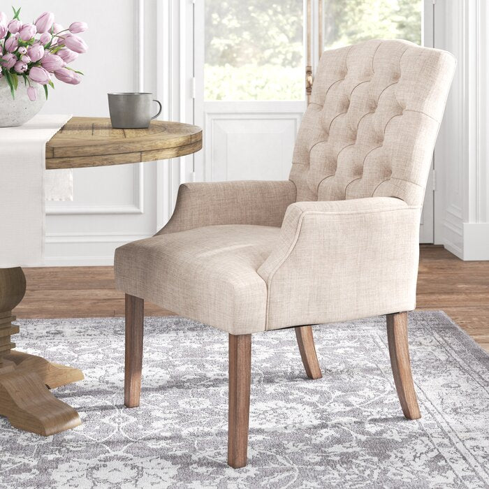 Lila Tufted Linen Arm Chair