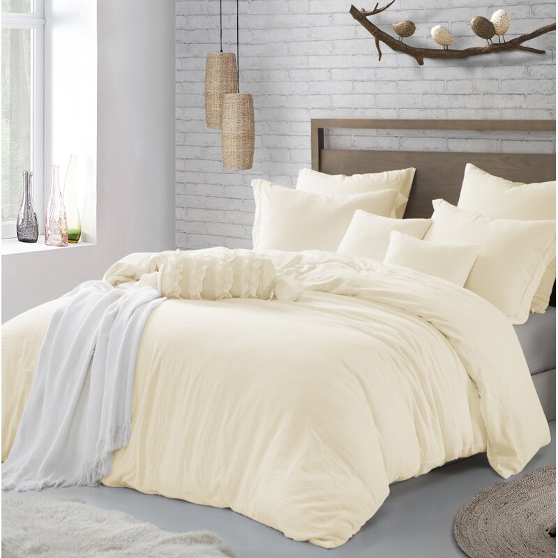 Twin/Twin XL Duvet Cover + 1 Pillowcasei Sweet Cream Lincoln Reversible Duvet Cover Set MRM335 )