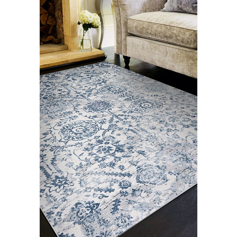 Lincolndale Floral Steel Blue Area Rug 2779AH