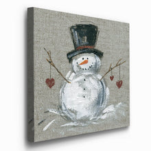 Load image into Gallery viewer, 32&quot; H x 32&quot; W x 1&quot; D Linen Snowman II - Wrapped Canvas Print
