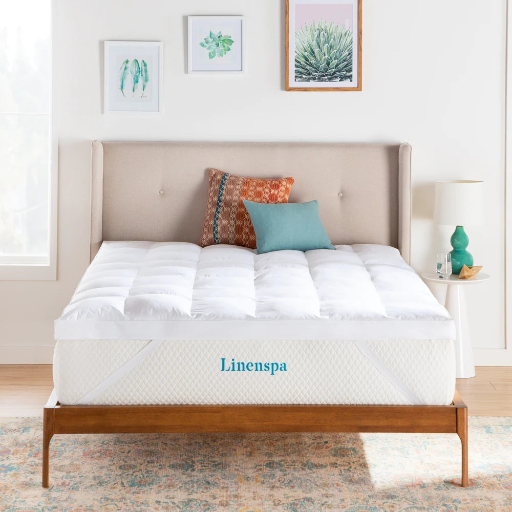 3 Inch Down Alternative Fiber Bed Mattress Topper by Linenspa Essentials - White - Twin