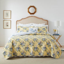 Load image into Gallery viewer, King Quilt + 2 King Shams Linley Blue 100% Cotton Reversible Quilt Set
