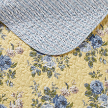 Load image into Gallery viewer, King Quilt + 2 King Shams Linley Blue 100% Cotton Reversible Quilt Set
