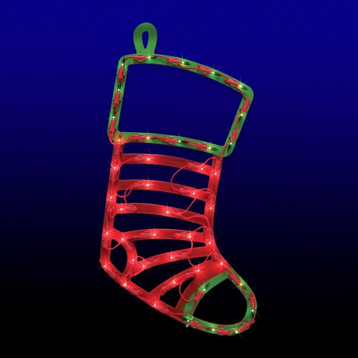 Lit Stocking Silhouette Christmas Decoration PVC 43 Light Lighted Window Décor #AD70