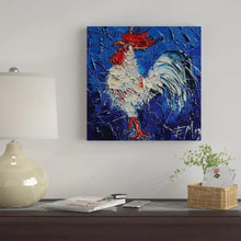 Load image into Gallery viewer, 18&quot; H x 18&quot; W x 0.75&quot; D Little Abstract White Rooster by Mona Edulesco - Wrapped Canvas Gallery-Wrapped Canvas Giclée
