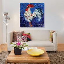 Load image into Gallery viewer, 18&quot; H x 18&quot; W x 0.75&quot; D Little Abstract White Rooster by Mona Edulesco - Wrapped Canvas Gallery-Wrapped Canvas Giclée
