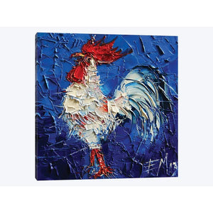 18" H x 18" W x 0.75" D Little Abstract White Rooster by Mona Edulesco - Wrapped Canvas Gallery-Wrapped Canvas Giclée