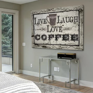 Live, Laugh, Love Coffee - Textual Art on Canvas, 18" H x 27" W x 1.5" D