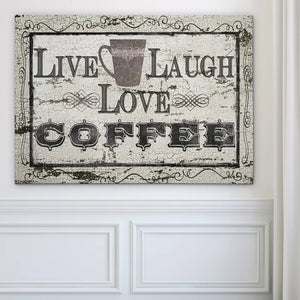 Live, Laugh, Love Coffee - Textual Art on Canvas, 18" H x 27" W x 1.5" D