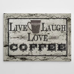 Live, Laugh, Love Coffee - Textual Art on Canvas, 18" H x 27" W x 1.5" D