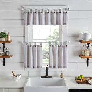 30" W x 24" L Liviana Striped Cotton Tailored Kitchen Curtain (Set of 2)