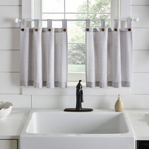 30" W x 24" L Liviana Striped Cotton Tailored Kitchen Curtain (Set of 2)