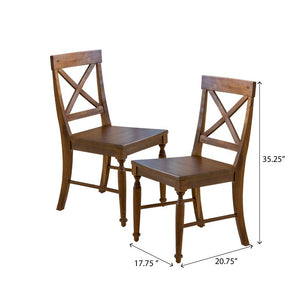 Liza Solid Wood Cross Back Side Chair (Set of 2)