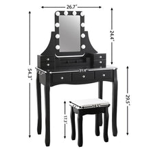 Load image into Gallery viewer, Black Lizete Vanity Set with Stool and Mirror (MH34)
