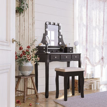 Load image into Gallery viewer, Black Lizete Vanity Set with Stool and Mirror (MH34)
