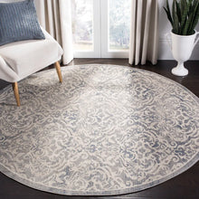 Load image into Gallery viewer, Llana Ikat Area Rug in Light Gray/Blue, Round 5&#39;
