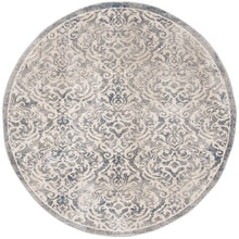 Load image into Gallery viewer, Llana Ikat Area Rug in Light Gray/Blue, Round 5&#39;
