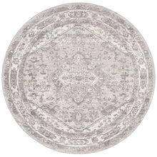 Load image into Gallery viewer, Llana Oriental Area Rug in Cream/Gray Round
