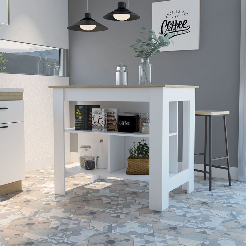 Amaretto/White Lockard 40.5'' Kitchen Island