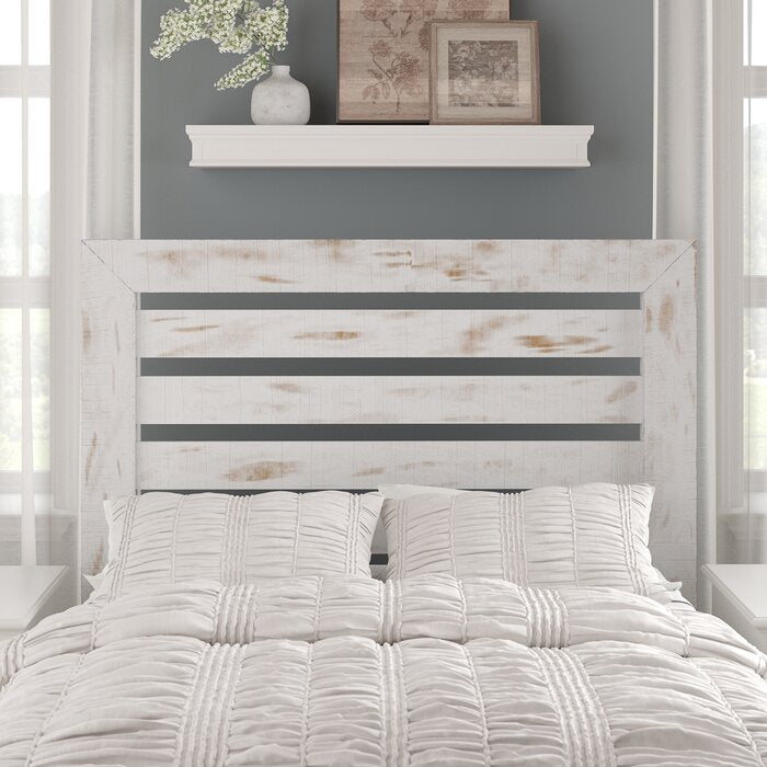 King Distressed White Slat Headboard (148MM)