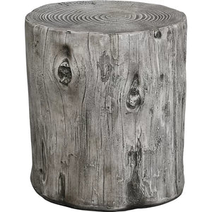 Weathered Gray Log Arbor 17'' Tall Tree Stump End Table