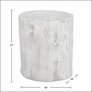 Weathered Gray Log Arbor 17'' Tall Tree Stump End Table