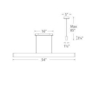 44" Black Logemann 1-Light Kitchen Island Linear LED Pendant