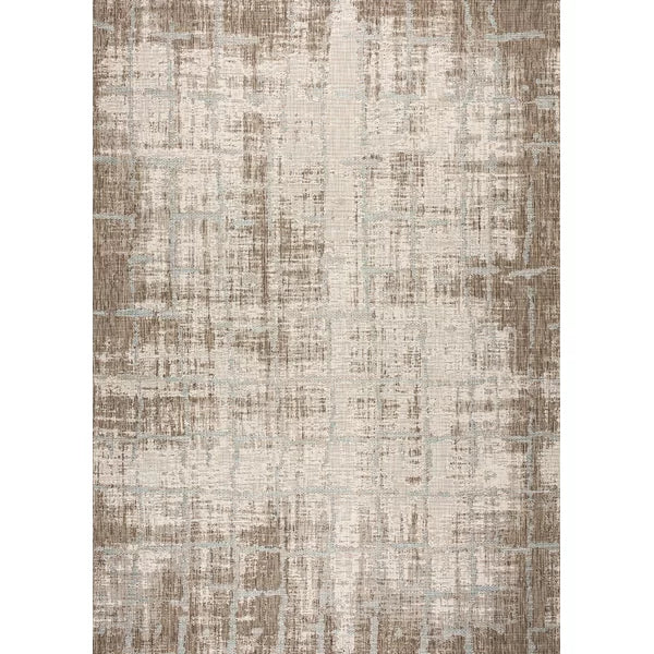 Lolley Abstract Indoor / Outdoor Area Rug in Light Brown/Ivory 3'3