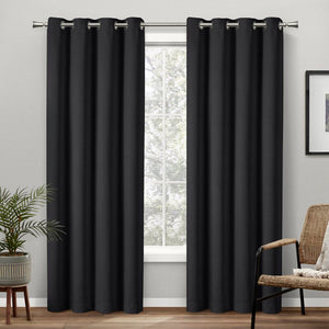 Loraine Solid Blackout Thermal Grommet Curtain Panels (Set of 2), EC1180