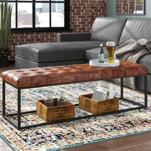 Load image into Gallery viewer, Lorilee Genuine Leather Bench in Saddle Fabric Color #9903
