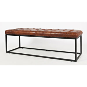 Lorilee Genuine Leather Bench in Saddle Fabric Color #9903