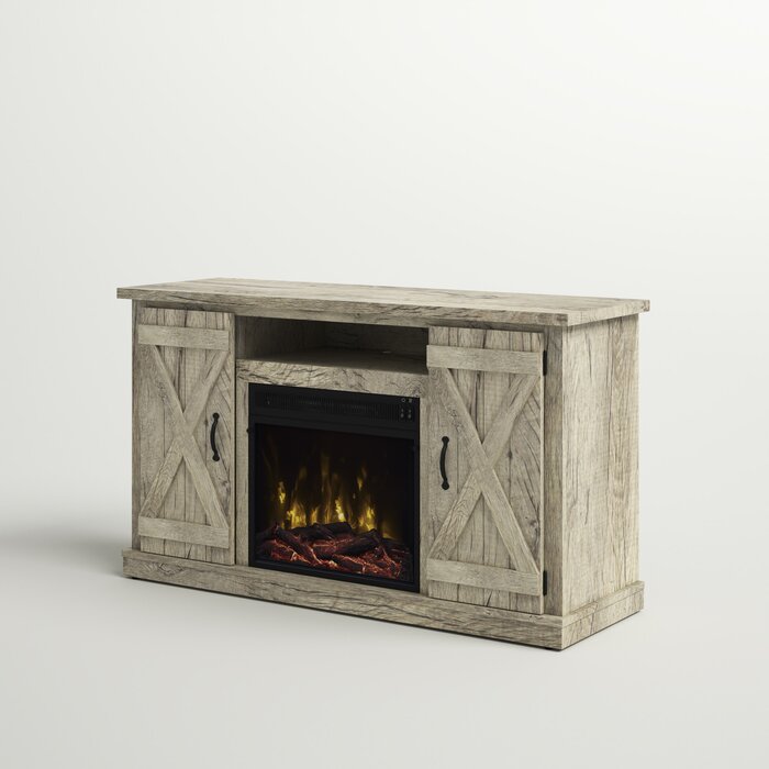 Lorraine TV Stand with Electric Fireplace Included Salvage & Co Fishers
