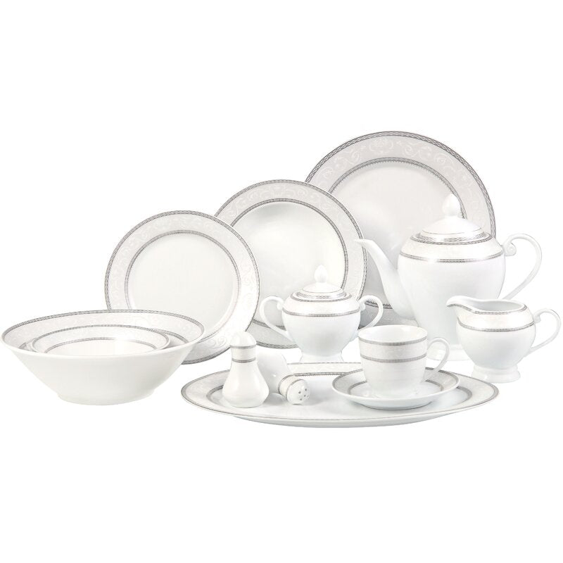 Lorren Home Trends Sirena 57 Piece Dinnerware Set, Service for 8 7563RR