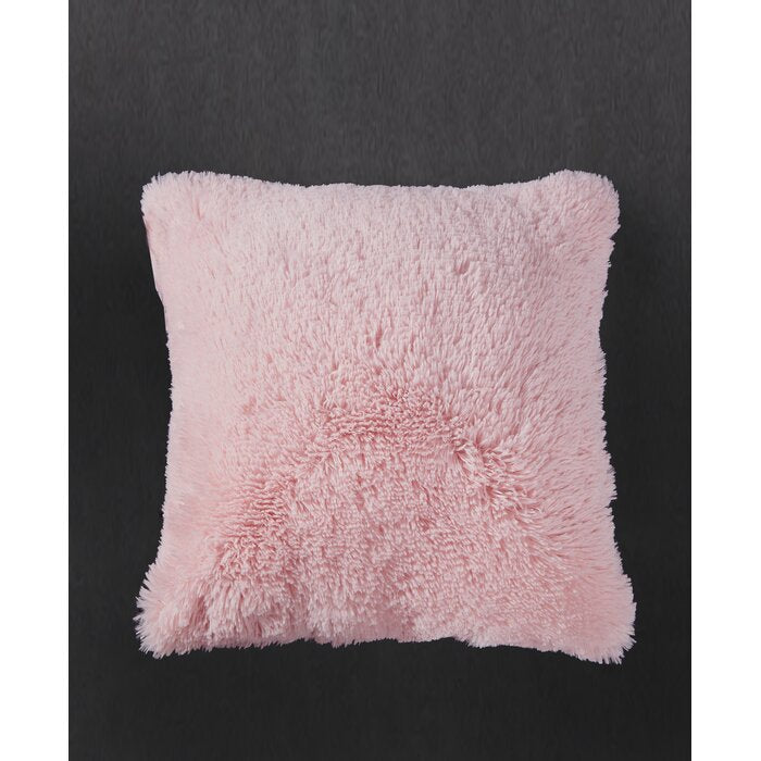 Losoto Luxury Fluffy Plush Square Faux Fur Throw Pillow Cover & Insert - Pink (1290ND)