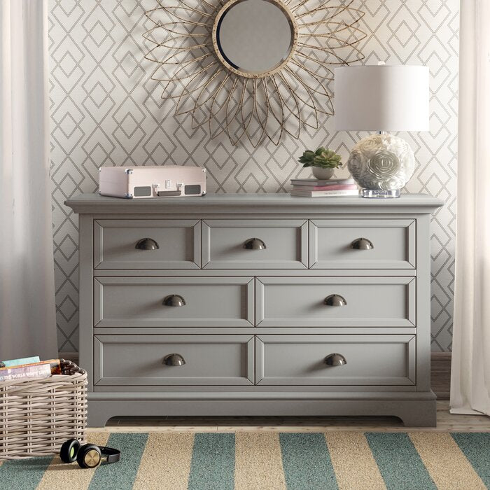 Gray 7 Drawer Double Dresser (457MM)