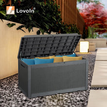 Load image into Gallery viewer, Lovoin 100 Gallons Gallon Water Resistant Resin Lockable Deck Box in Dark Gray

