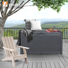 Load image into Gallery viewer, Lovoin 100 Gallons Gallon Water Resistant Resin Lockable Deck Box in Dark Gray
