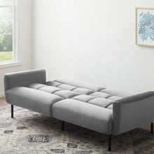 Load image into Gallery viewer, Lucid Comfort Collection Futon Sofa Bed with Box Tufting - Gray Velvet 5990RR
