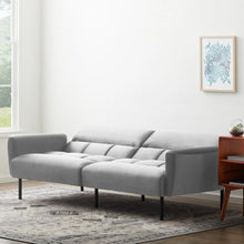 Load image into Gallery viewer, Lucid Comfort Collection Futon Sofa Bed with Box Tufting - Gray Velvet 5990RR
