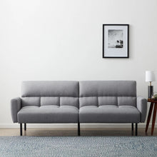 Load image into Gallery viewer, Lucid Comfort Collection Futon Sofa Bed with Box Tufting - Gray Velvet 5990RR
