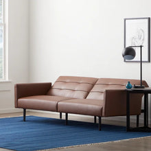 Load image into Gallery viewer, Lucid Comfort 74&#39;&#39; Vegan Leather Square Arm Sleeper
