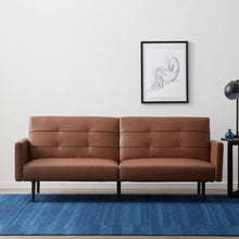 Load image into Gallery viewer, Lucid Comfort 74&#39;&#39; Vegan Leather Square Arm Sleeper
