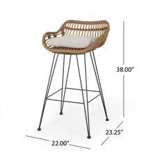Load image into Gallery viewer, Lucrezia Wicker 30" Patio Bar Stool with Cushion (Set of 2) #341CDR
